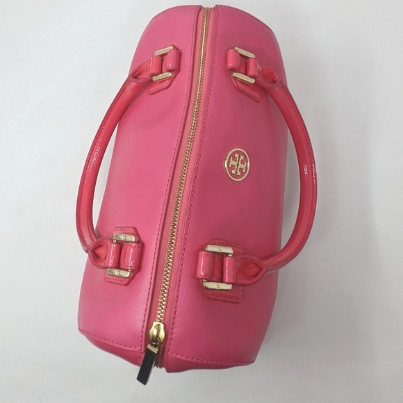 🎉Sale!🦄Rare!Tory Burch Pink Bag Bougainville Pink Robinson Middy Satchel Strap - Picture 9 of 16